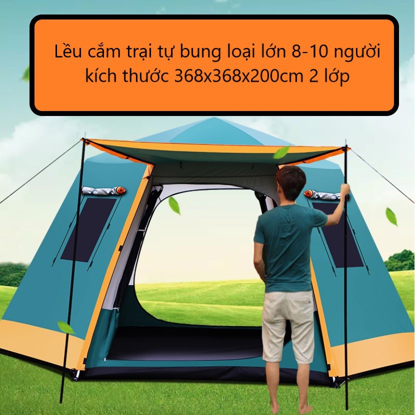 Lều cắm trại 5 8 10 người lạc đà nhiều cửa thoáng mát với 2 lớp chống thấm tuyệt đối với vân nổi tuyệt đẹp