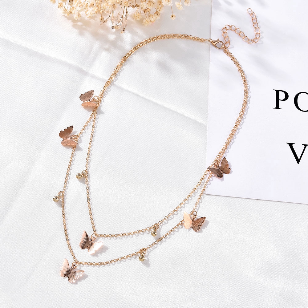 Vòng choker phối mặt hình bươm bướm mạ vàng/ bạc đơn giản sang trọng