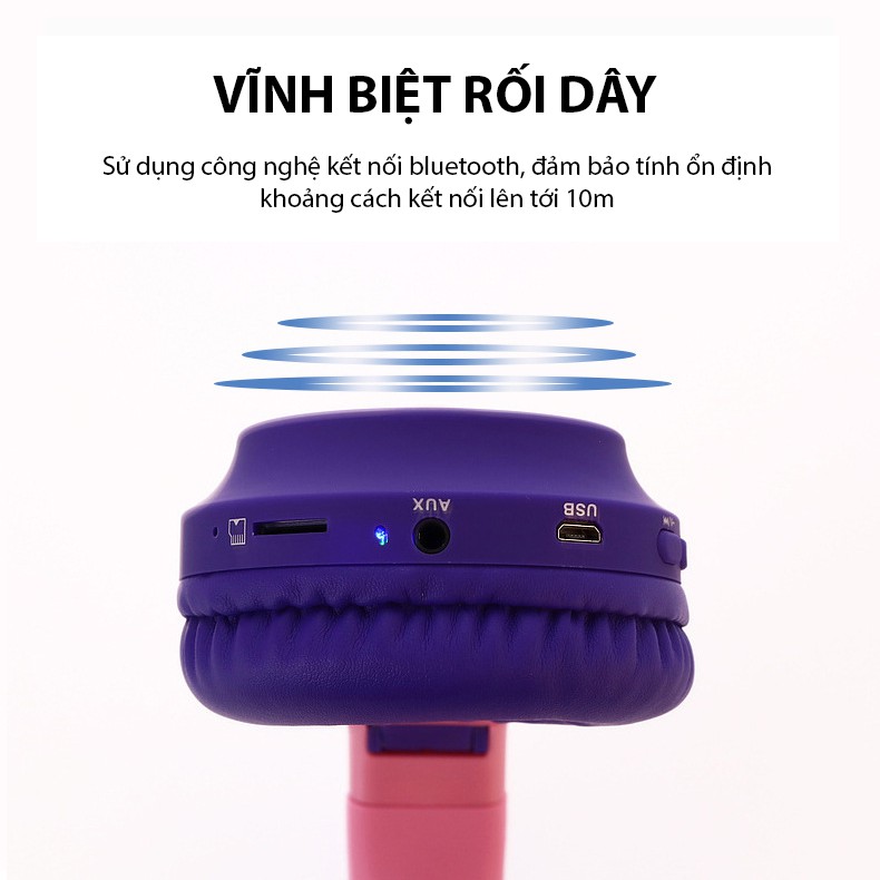 [Mã SKAMPUSHA7 giảm 8% đơn 250k]Tai Nghe Bluetooth Zw-028,hình tai mèo xinh xắn, cute , Phát sáng nhiều màu sắc