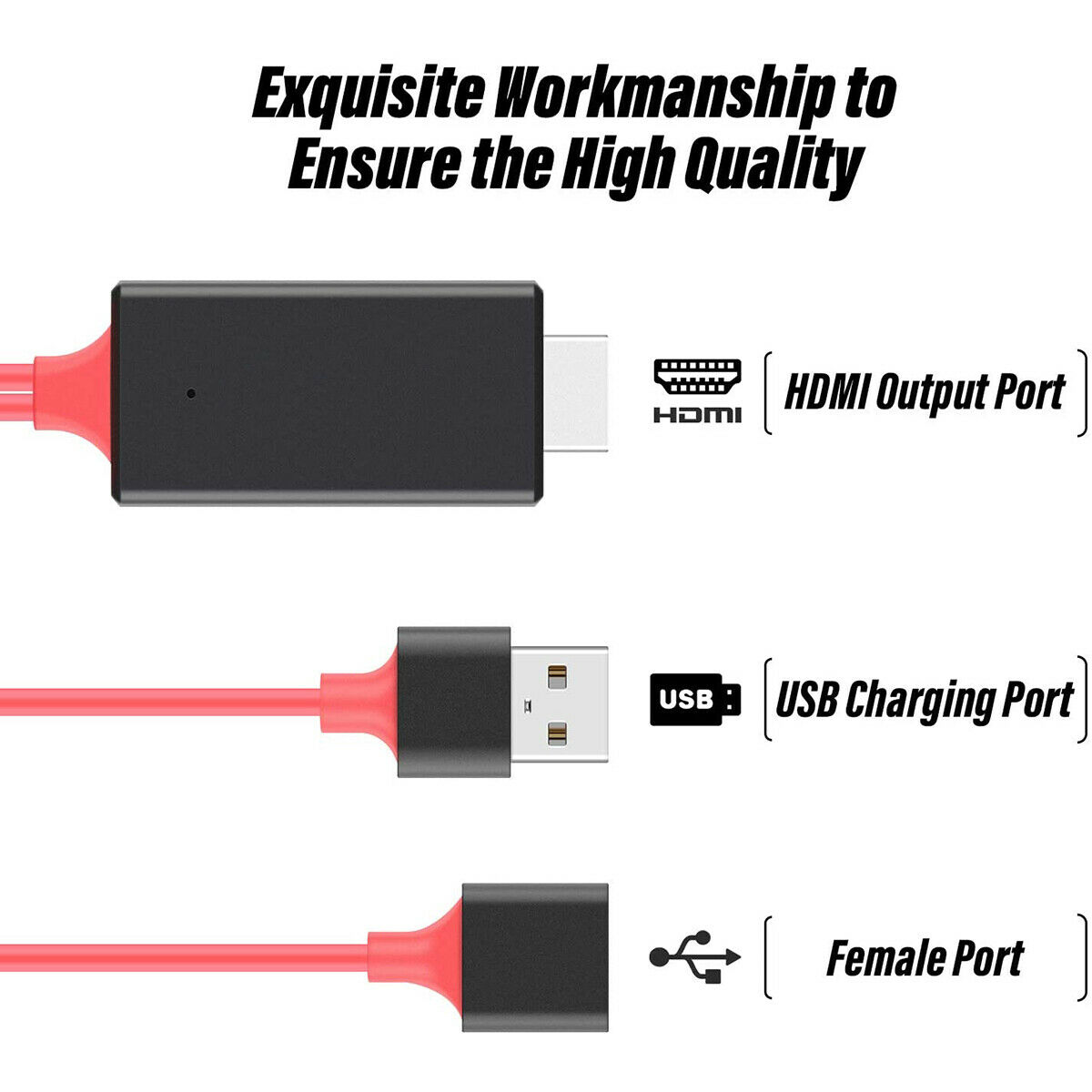 Cáp Chuyển Đổi 3 Trong 1 Hdmi / 1080p Hd Usb Cho Iphone / Ios /Android