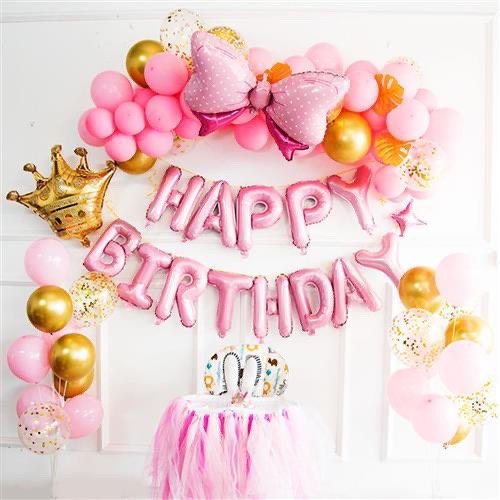 (TẶNG BƠM VÀ PHỤ KIỆN)Set bóng trang trí sinh nhật ,bóng nhôm happy birthday hồng xanh cho bé trai và bé gái