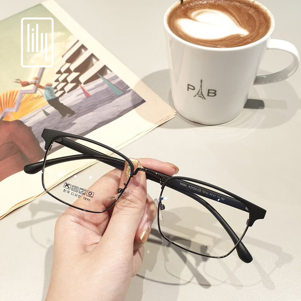 Gọng kính cận kim loại nam nữ LILYEYEWEAR mắt vuông cơ bản dễ đeo màu sắc thời trang 770