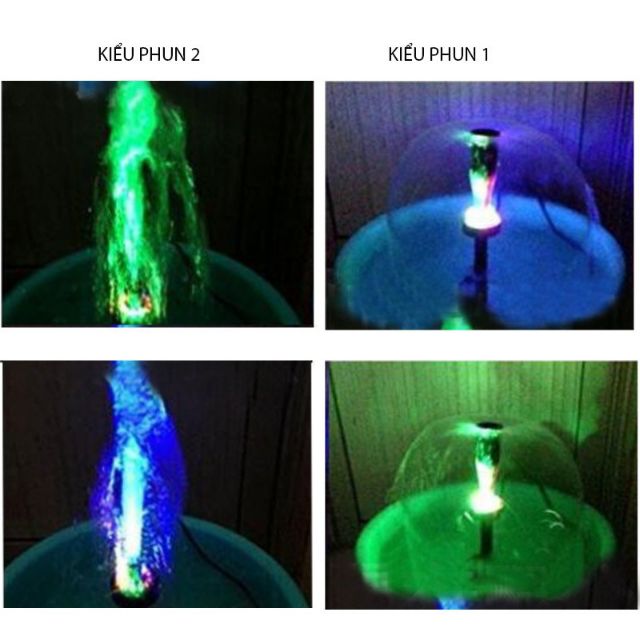 Máy bơm chìm 15W có đầu phun hình nấm kèm đèn led