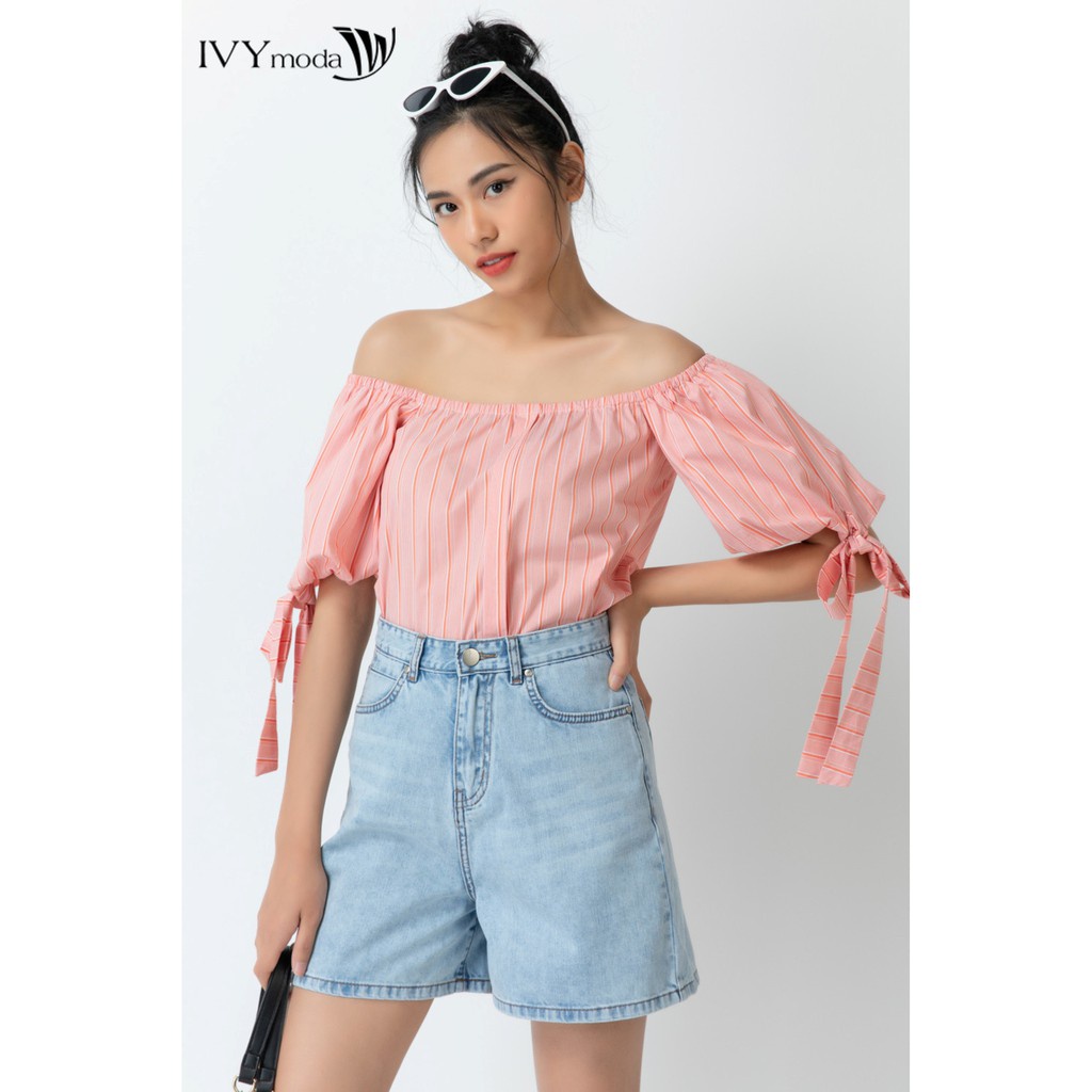 Áo kiểu tay thắt nơ IVY moda MS 16B7763