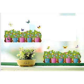 Decal dán tường chân tường decal trang trí chậu hoa xinh xắn BINBIN CT38 (Có keo sẵn)