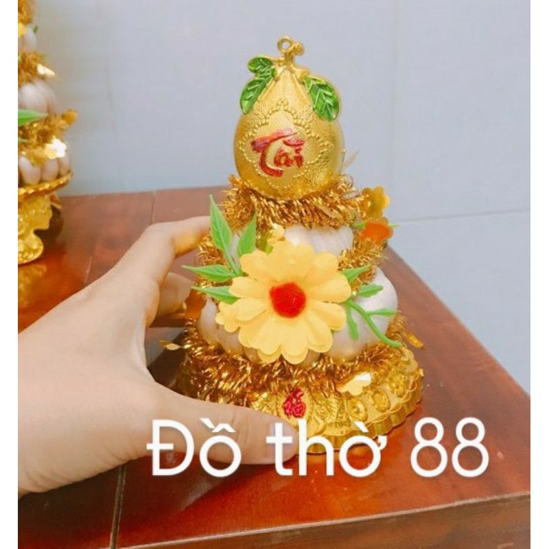 Tháp tỏi 2 tầng đế vàng nhỏ 10cm