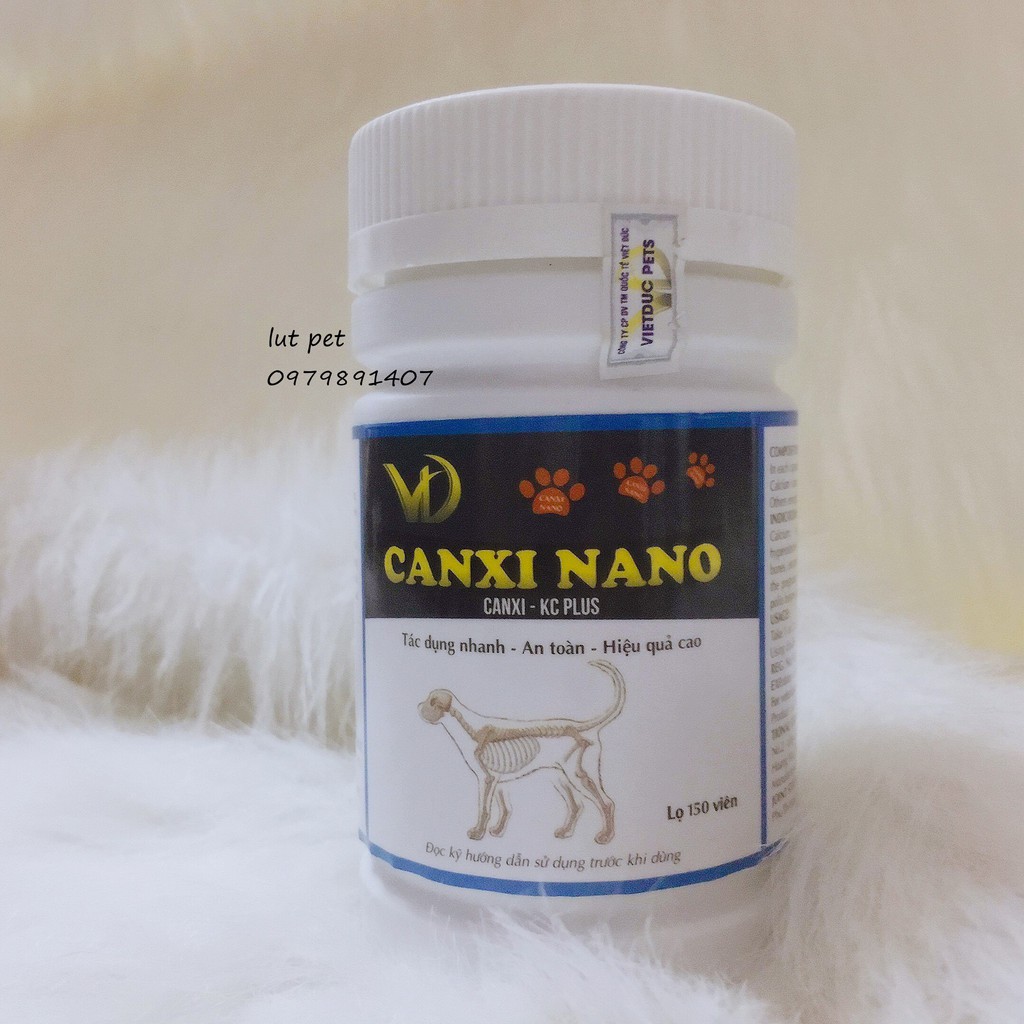 Canxi nano chó mèo cho chó bầu phục hồi bị hạ bàn tai cụp (150viên) - lutpet