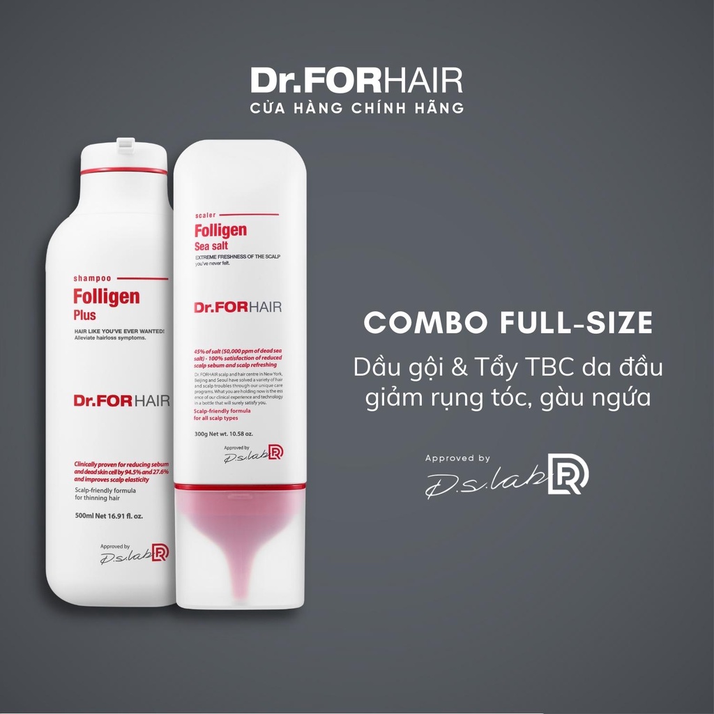 Bộ Dầu Gội 500ml, Tẩy Tế Bào Chết 300g Dr.FORHAIR/Dr FOR HAIR Sạch Gàu, Giảm Rụng Tóc