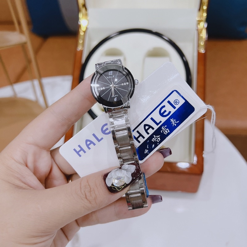 Đồng hồ nữ halei mặt tròn quai hợp kim , chống nước