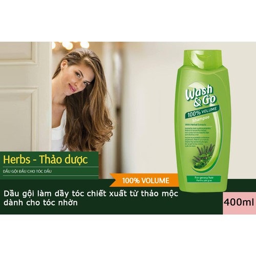 (HÀNG CHÍNH HÃNG) Dầu gội Wash&Go làm dầy tóc chiết xuất từ các loại thảo mộc