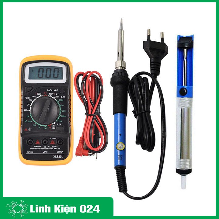 Bộ đồng hồ điện tử XL830 + Mỏ hàn chỉnh nhiệt tq936 + Hút thiếc chì mini sửa chữa điện tử hàn mạch đo điện V1