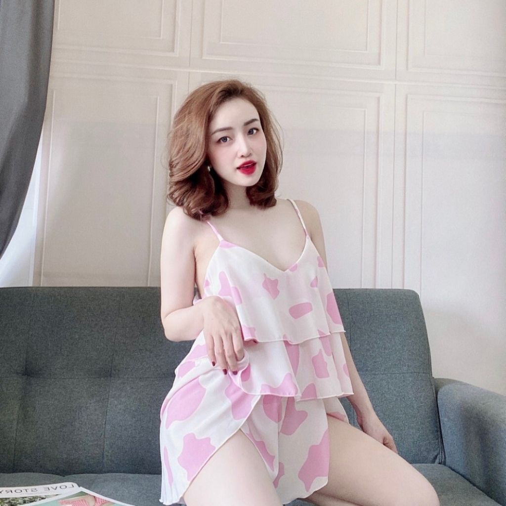 Đồ Ngủ Bò Sữa Bigsize - Đồ Ngủ Sexy lụa Satin cao cấp mềm mại xinh xắn