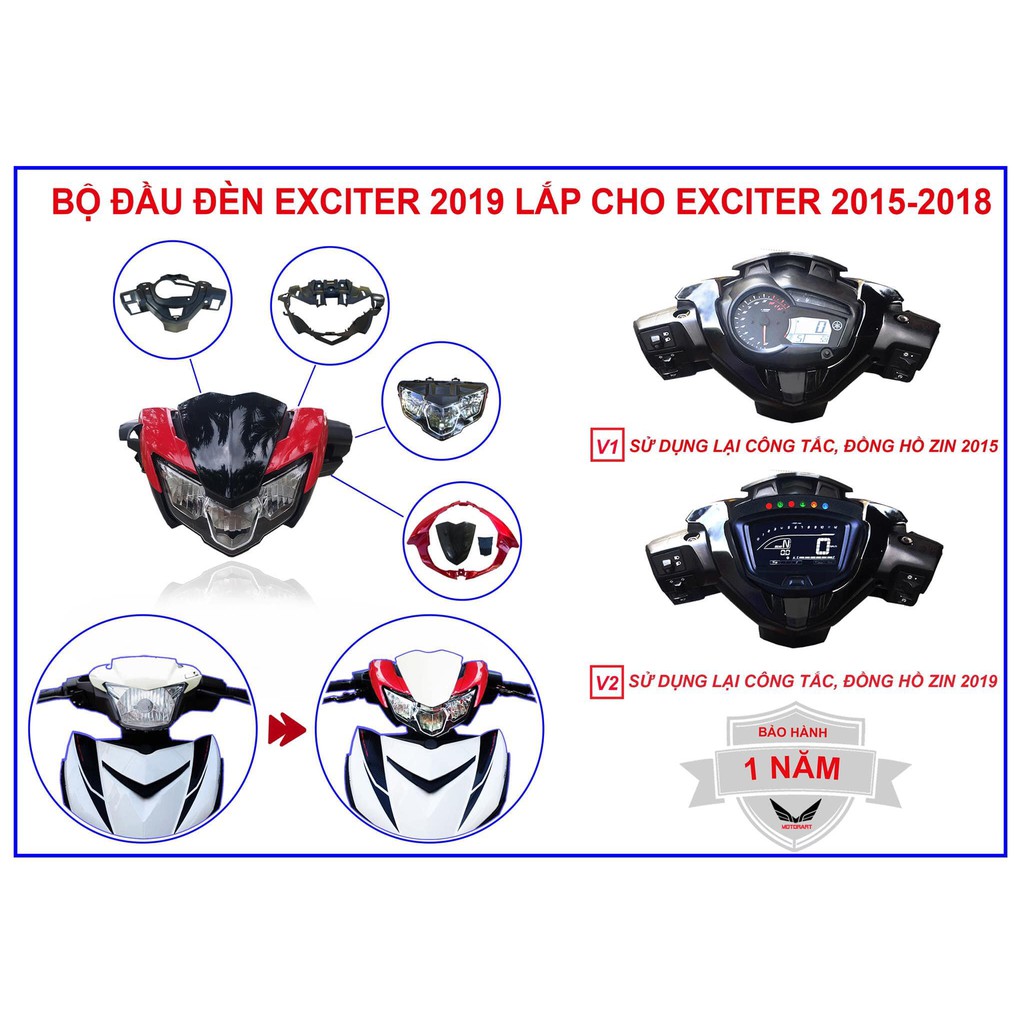 Bộ đầu đèn Ex150 2019 Full thay cho EXCITER 150 2015