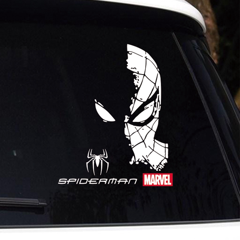 Miếng Dán Hình Người Nhện marvel Độc Đáo Trang Trí Cửa Sổ Xe Hơi / Xe Máy