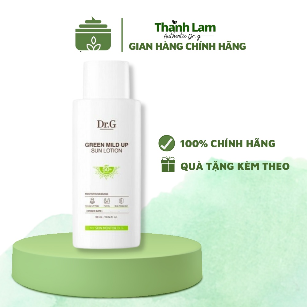 Kem chống nắng DR.G cho da nhạy cảm kiềm dầu làm sáng da Dr.G Green Mild Up Sun Lotion 90ml