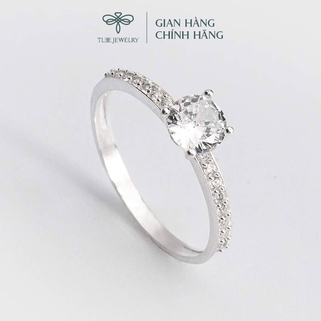 Nhẫn bạc nữ TLEE ổ đá 4 chấu viền đá bằng sang trọng NCJ A0202