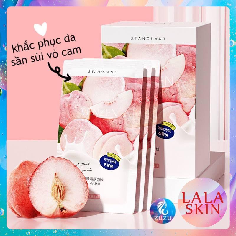 HỘP 30 Mặt nạ ngủ tinh chất sữa đào dưỡng trắng làm mịn thu nhỏ lỗ chân lông đồng thời làm sáng da hiệu quả LALASKIN