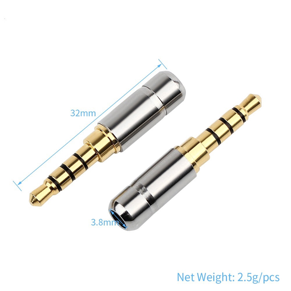 Jack Cắm Tai Nghe 3.5 mm 1/8'' Stereo 2/3/4 Cực Mạ Vàng