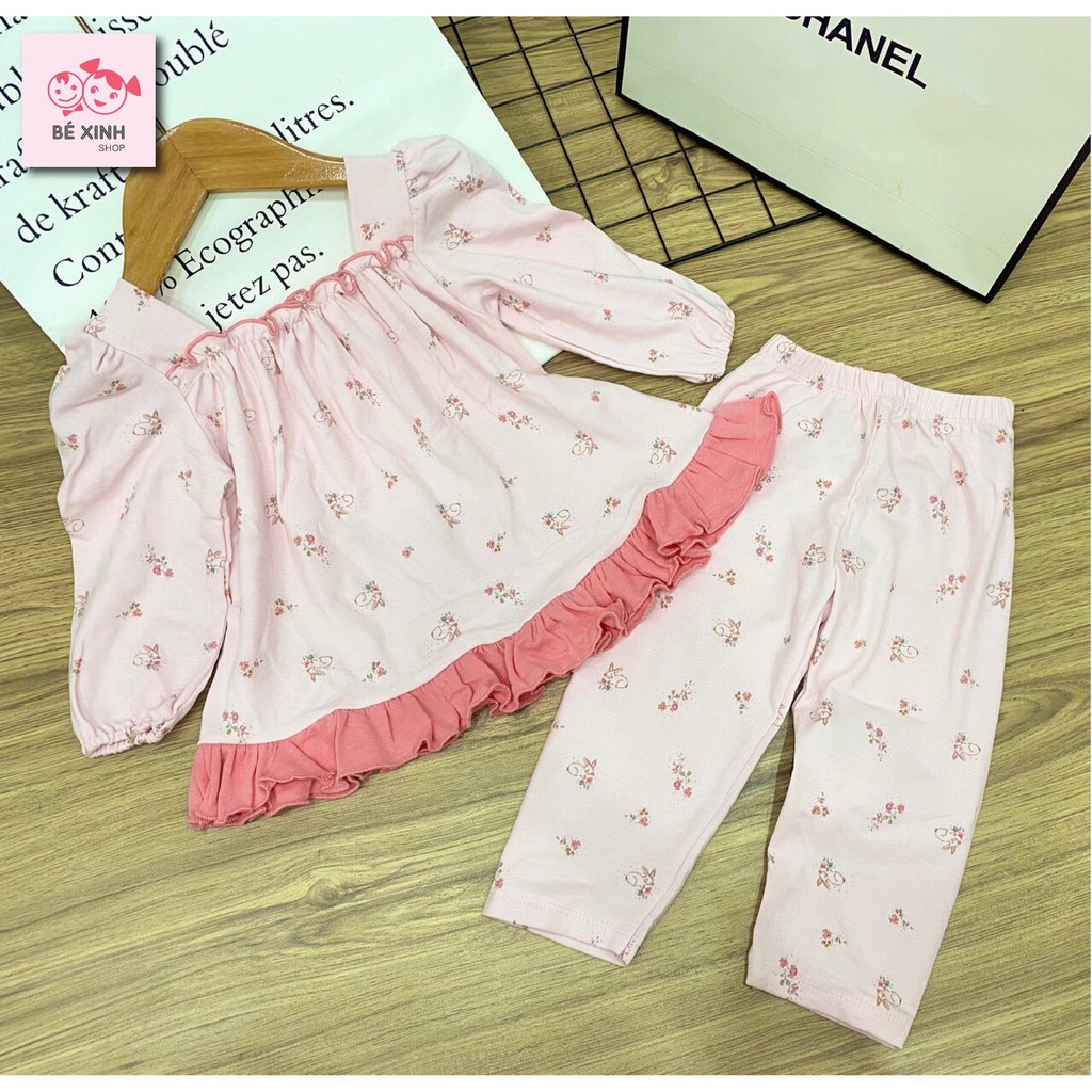 Bộ đồ ngủ dài tay thu đông cho bé gái babydoll [Siêu dễ thương] đồ bộ xuất hàn tay dài bèo thuncotton dài tay cho bé gái