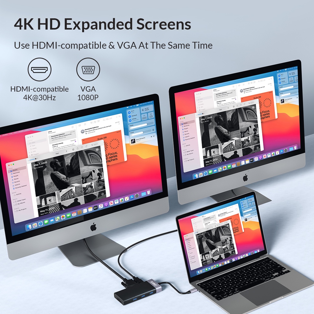 Thiết bị nối dài ORICO đa diện HDMI USB type c chuyên dụng thích hợp cho Thunderbolt 4 Macbook Notebook Ipad(MDK-10P)