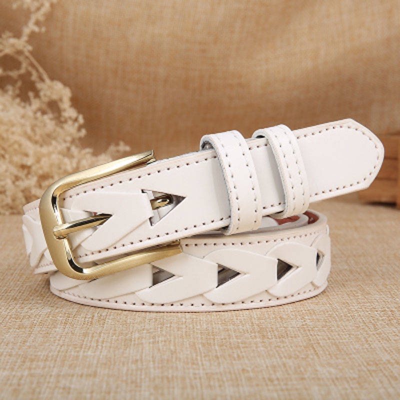 Thắt lưng nữ/ Women's hollow leather belt women's wide casual wild Korean version of the retro pin buckle ladies belt jeans with female decorative tide