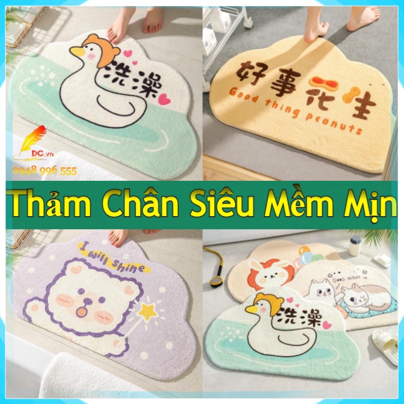 Thảm Lau Chân Cao Cấp Hình Thú 3D Lông Cừu - Thảm Chùi Chân Thấm Nước Chống Trượt Nhà Tắm Nhà Bếp