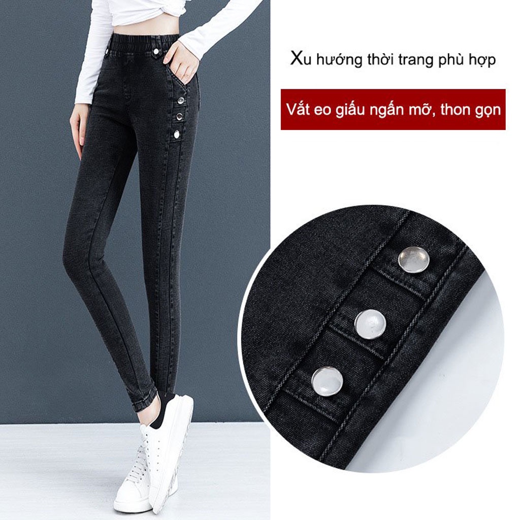 Quần bò nữ chất đẹp co dãn 4 chiều vải dày dặn 3 màu xanh đen xám dễ lựa chọn không phai màu hàng Việt Nam cao cấp 028