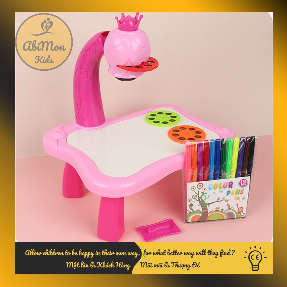 Bàn Vẽ Có Đèn Máy Chiếu Cho Bé Tập Tô, Vẽ Tranh ☘️ Montessori cao cấp ✨ (Đồ chơi Gỗ - Giáo Dục - An toàn - Thông minh)