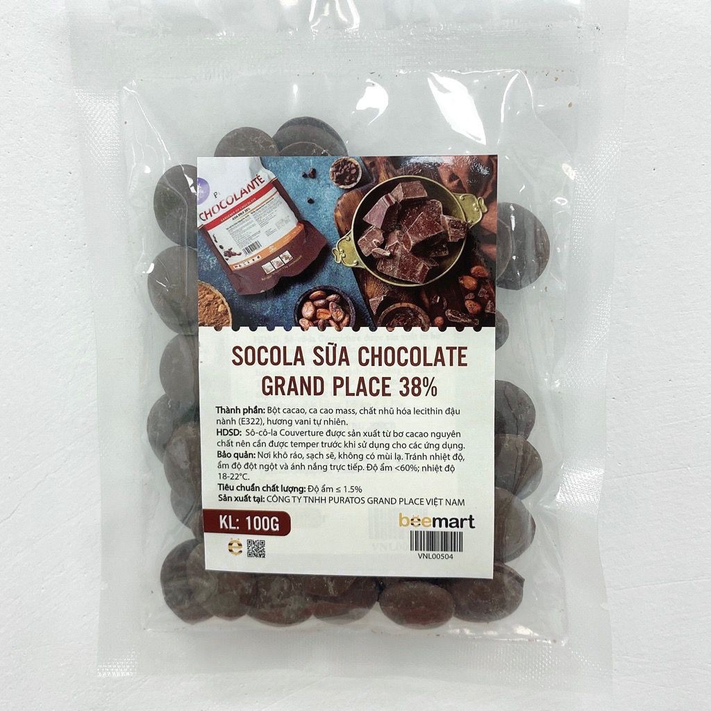 Socola sữa Chocolate GrandPlace 38% gói nhỏ 100g