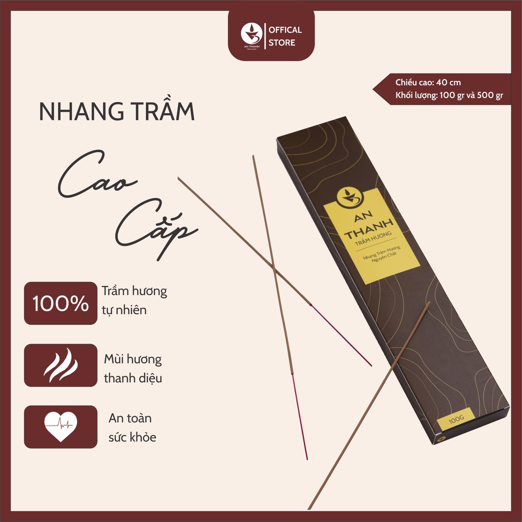 Nhang Trầm Tự Nhiên| Nhang trầm cao cấp Nâu đậm| Ít khói, Thơm nhẹ, Dễ chịu, không kích mũi