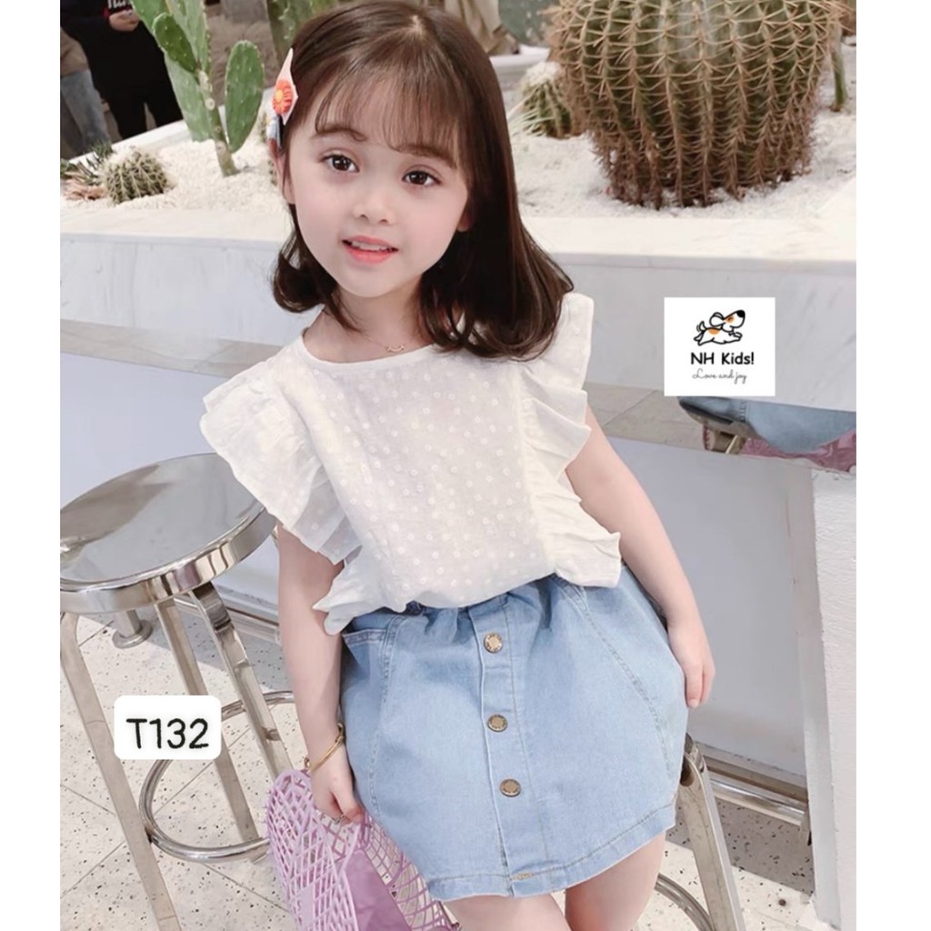 [11 22kg] Set váy bé gái chân váy jean dễ thương T132