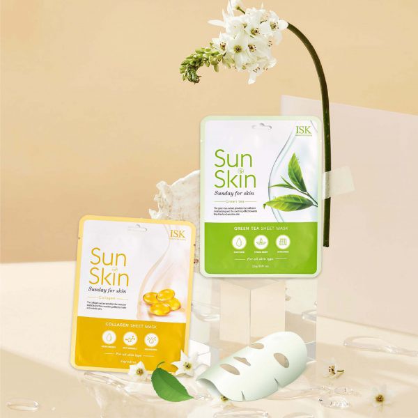 Combo 10 Mặt Nạ Trà Xanh ISK SunSkin Green Tea Sheet Mask Giảm Mụn, Sáng Da, Sạch Bã Nhờn