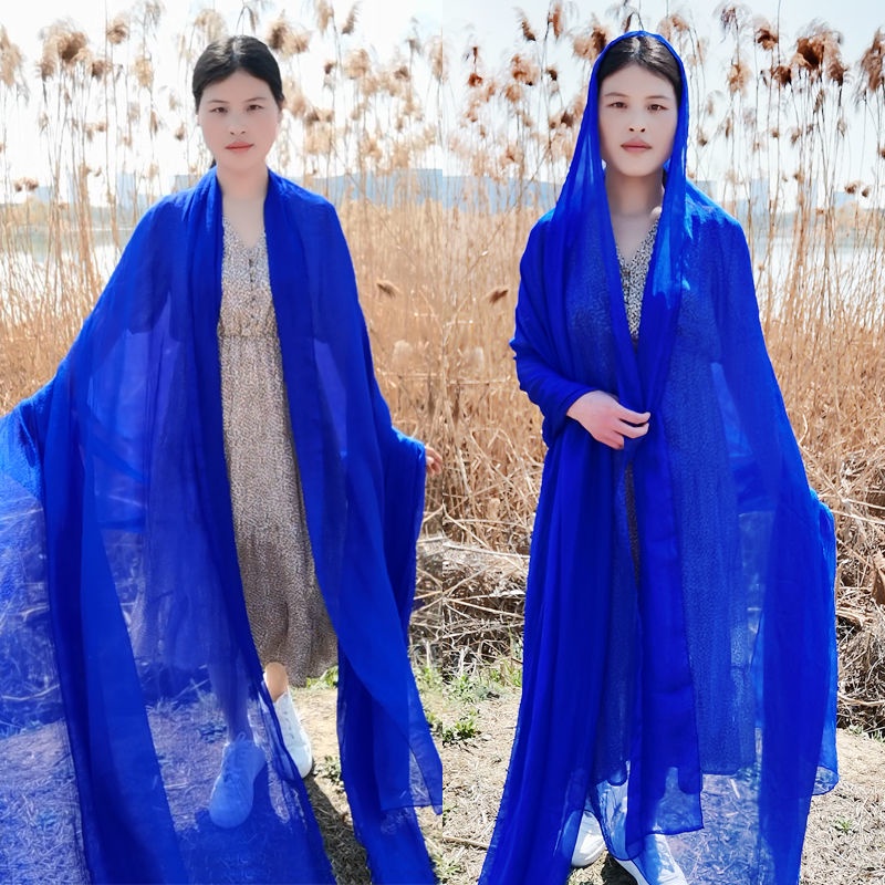 Khăn Choàng Dài Chống Nắng Bằng Vải Voan Màu Trắng Trơn Thời Trang Đi Biển Mùa Hè Dành Cho Nữ