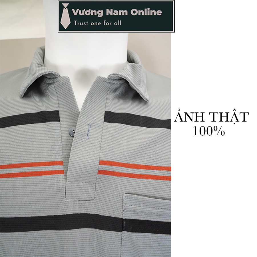 Áo phông nam trung niên tay ngắn polo có cổ form rộng cotton đẹp SỌC NGANG FF19U