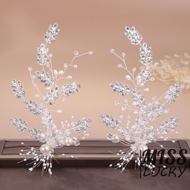 Set 2 kẹp tóc đính kim cương giả sáng bóng phong cách retro thanh lịch