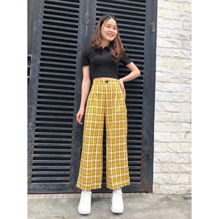 Quần chun sau cúc kẻ