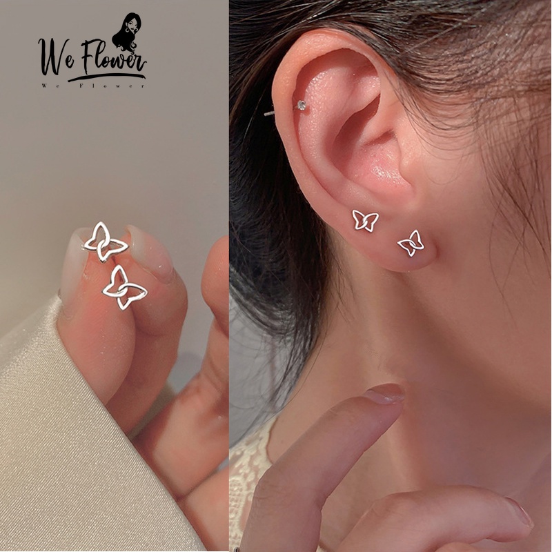 Khuyên Tai Bạc S925 We Flower Họa Tiết Bướm Rỗng Phong Cách Hàn Quốc Thời Trang Cho Nữ