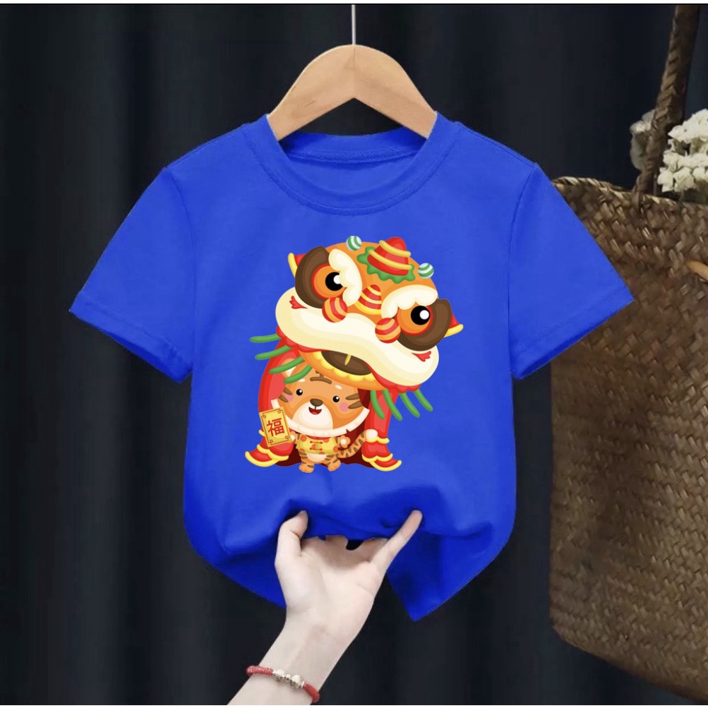 Flash sale Áo thun tết hình con hổ múa lân tết ,áo cho bé từ 6kg-30kg.AT06.
