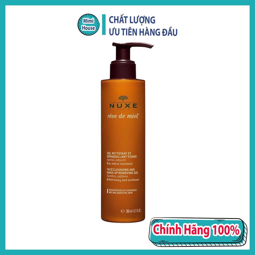 [CHÍNH HÃNG]Sữa Rửa Mặt Kiêm Tẩy Trang Nuxe Reve De Miel Nội Địa Pháp 200ml