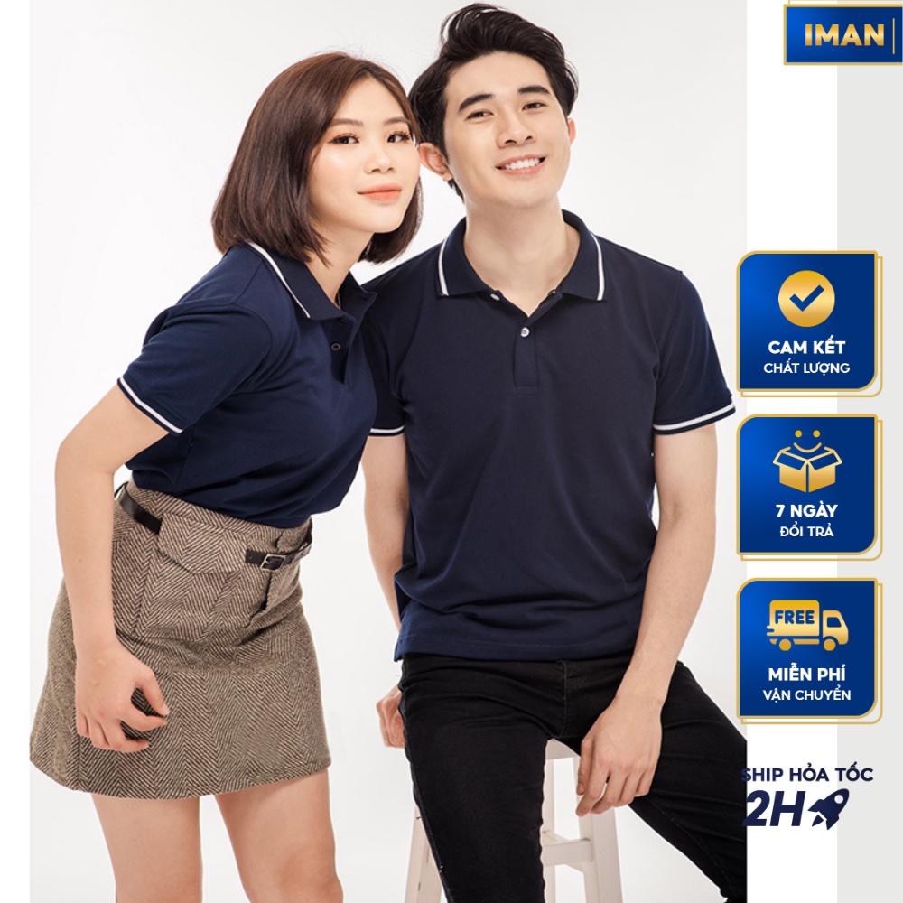 Áo Polo Đôi Nam Nữ Cá Sấu Cổ Bẻ, Áo Polo Trơn Viền Chất Vải Bền Đẹp Thoáng Mát iMan Store