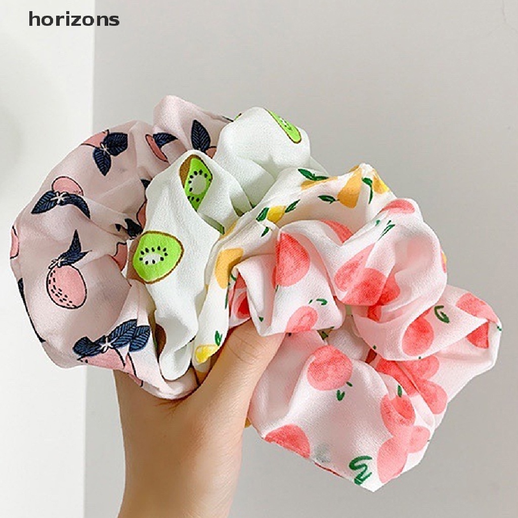 Dây buộc tóc in họa tiết hoa/ trái cây dễ thương phong cách Hàn Quốc thời trang dành cho nữ