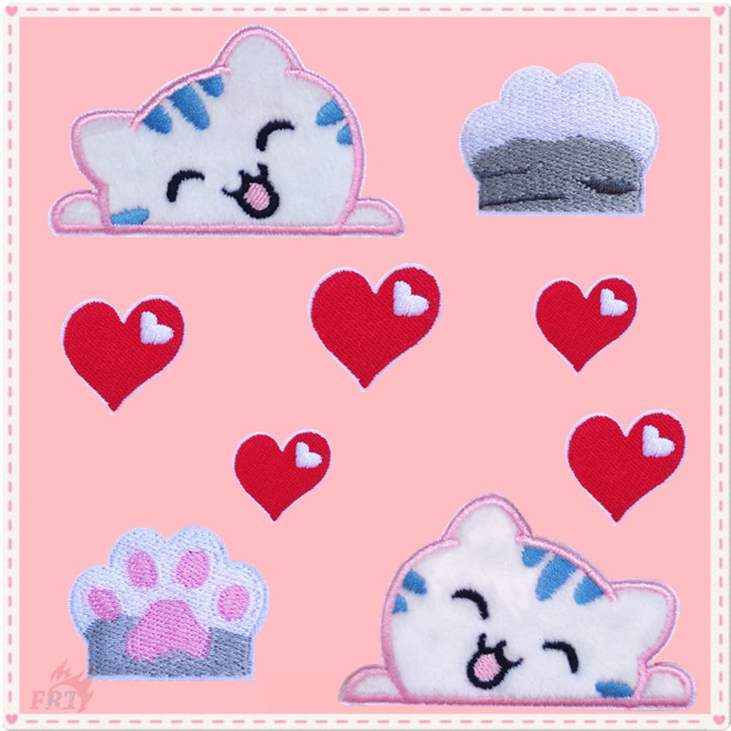 ✿ Miếng Dán Hình Chú Mèo Ngọt Ngào ✿ 1 Sticker Ủi Thêu Hình Dấu Chân Thú Cưng Dễ Thương