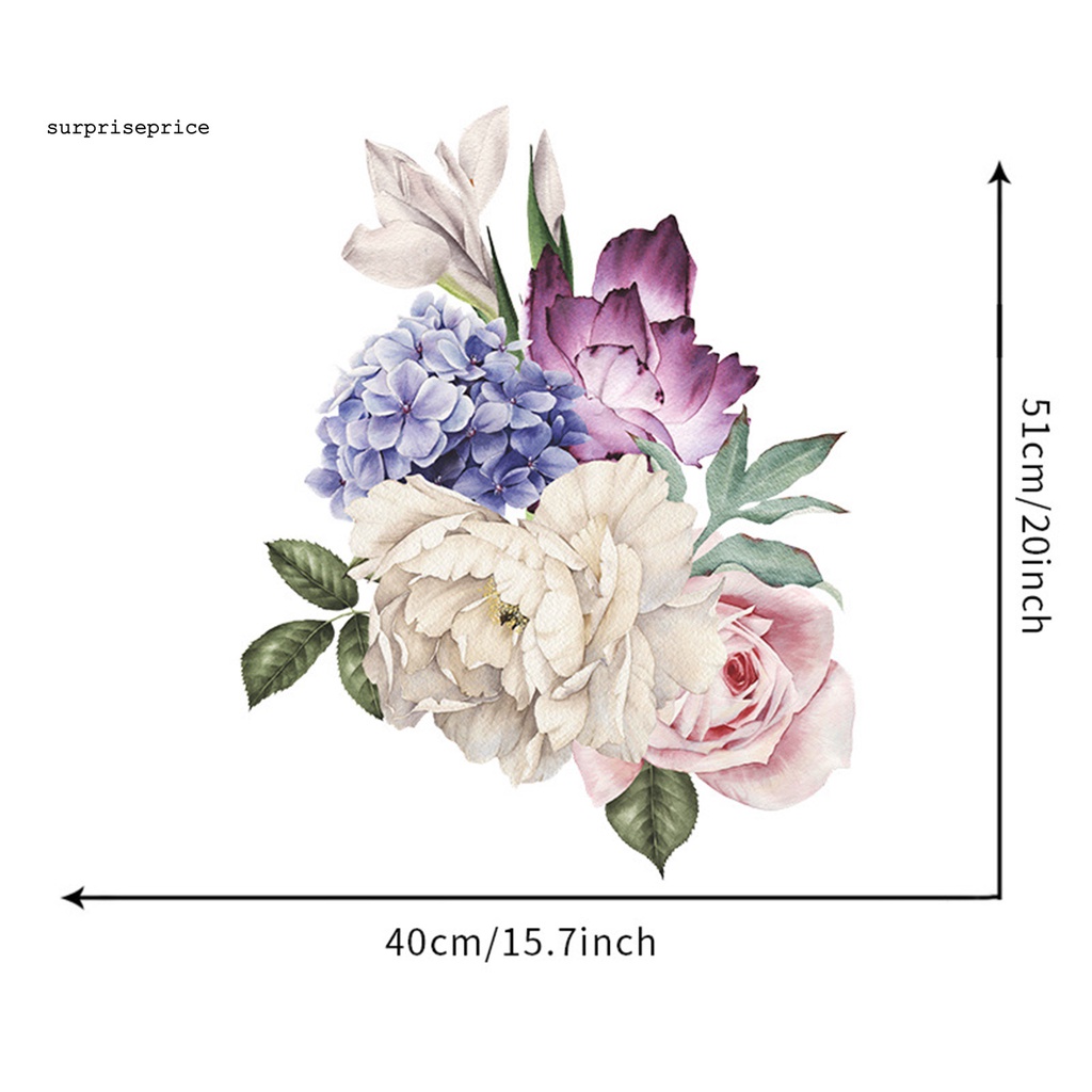 Sticker PVC Dán Tường Họa Tiết Hoa Mẫu Đơn Lớn Đa Năng Trang Trí Phòng Ngủ