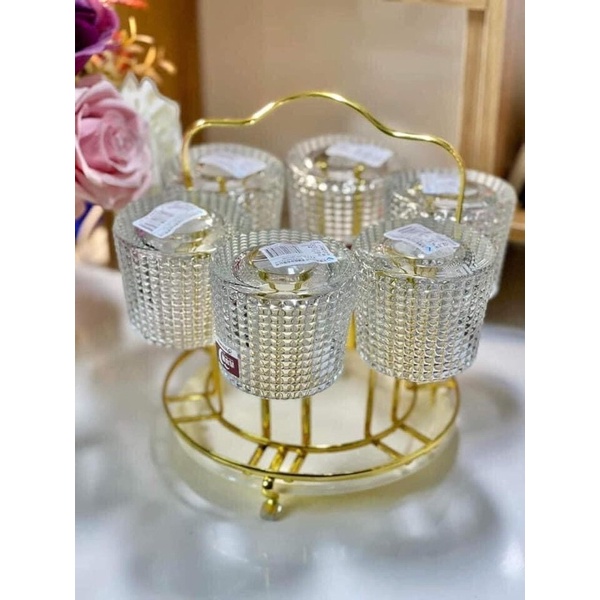 Bộ 6 cốc thuỷ tinh xoay