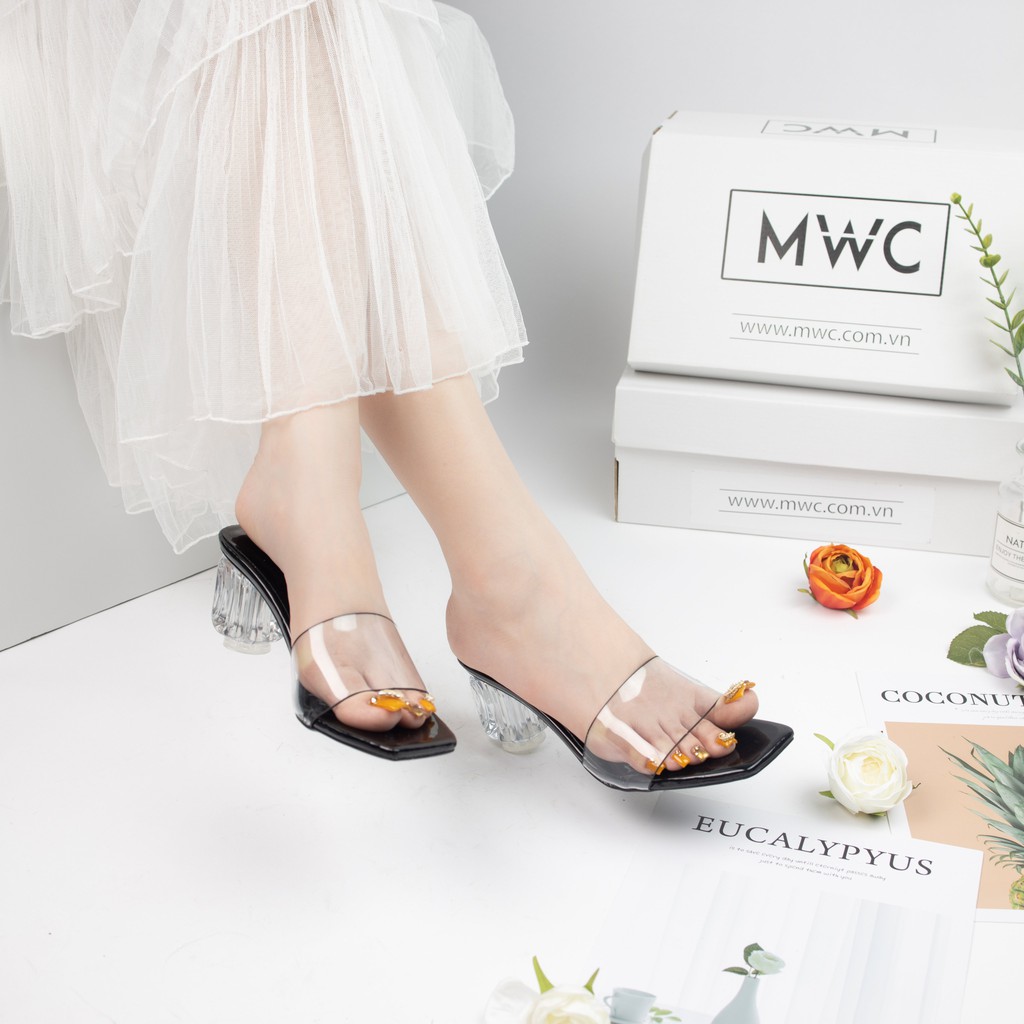 Guốc Cao Gót MWC Quai Trong Suốt Đế Thủy Tinh NUCG - 3853