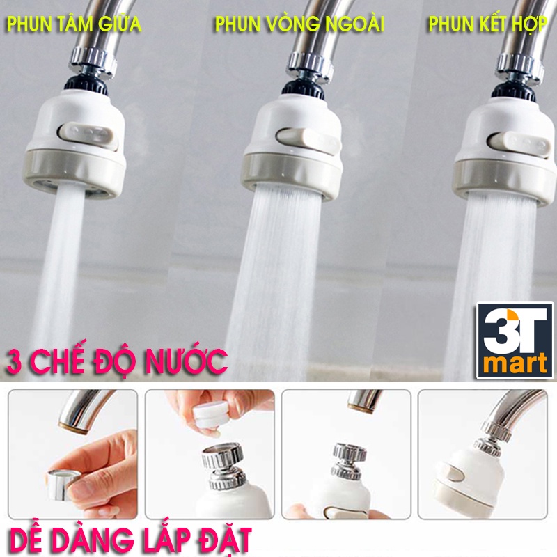 Đầu vòi rửa bát tăng áp điều hướng xoay 360 độ với 3 chế độ nước C'MON DV-03đ (đen trong)