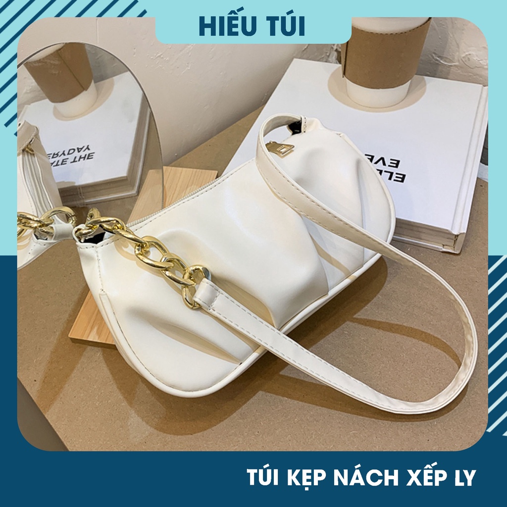 Túi kẹp nách xích nữ mini da mềm xếp ly đeo vai đẹp dễ thương giá rẻ