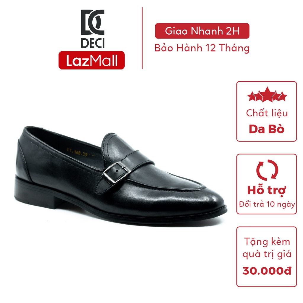 [Mã LT200 giảm 200K đơn 699K] Giày tây công sở DECI màu đen dòng giày Loafer giày lười BROGUE 17