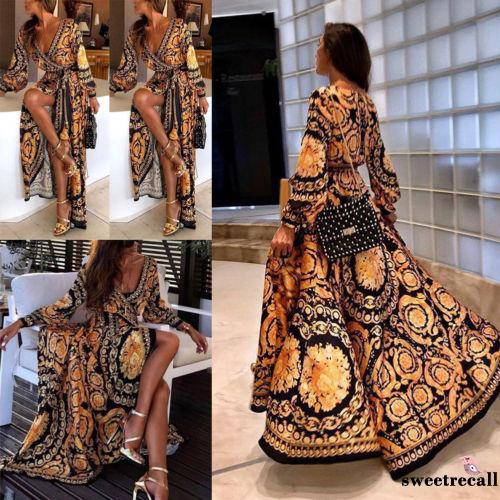 Đầm maxi đi biển hoạ tiết hoa phong cách Bohomian | BigBuy360 - bigbuy360.vn