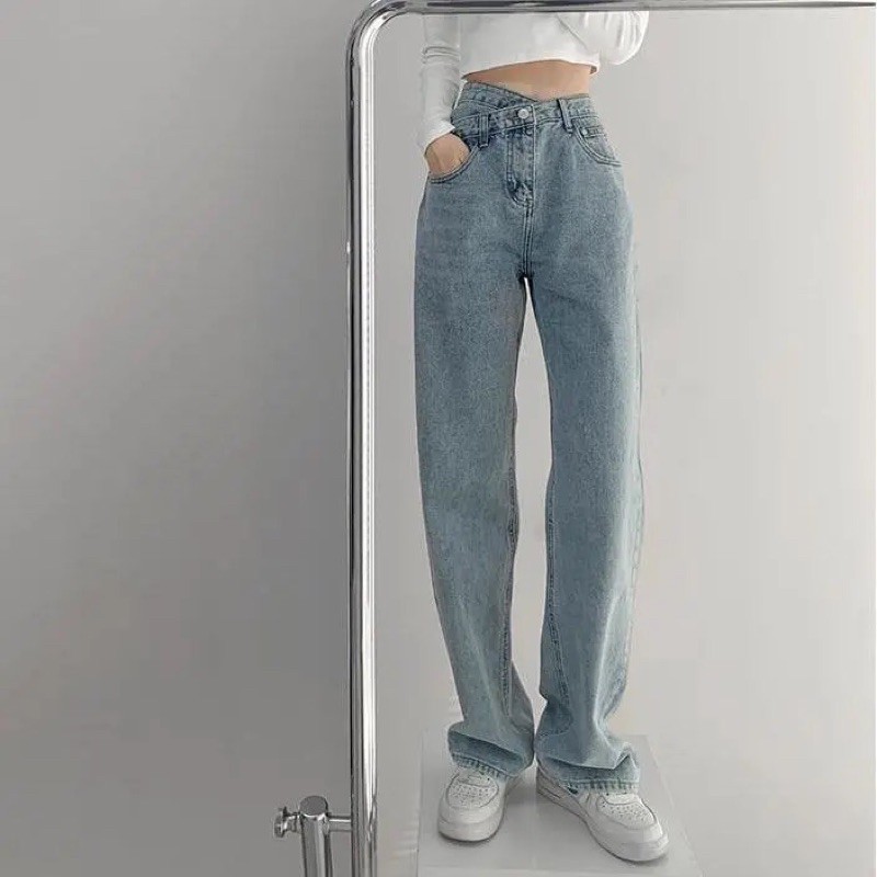 [ORDER] Quần jeans ống suông rộng cạp lệch (Ảnh thật cuối)